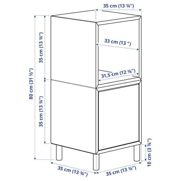 EKET - Cabinet combination with legs, white/wood, 35x35x80 cm - best price from Maltashopper.com 79386075