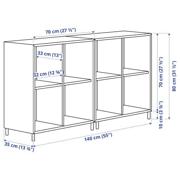 EKET - Cabinet combination with legs, white/wood, 140x35x80 cm - best price from Maltashopper.com 89386107
