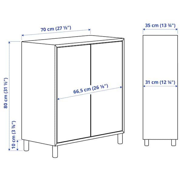 EKET - Cabinet combination with legs, white/wood, 70x35x80 cm - best price from Maltashopper.com 79388003