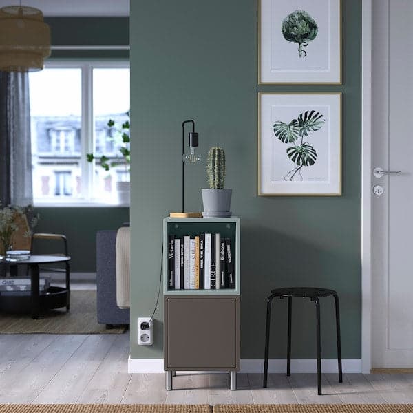 Ikea EKET - Cabinet combination with legs, dark grey light grey-blue/metal, 35x35x80 cm