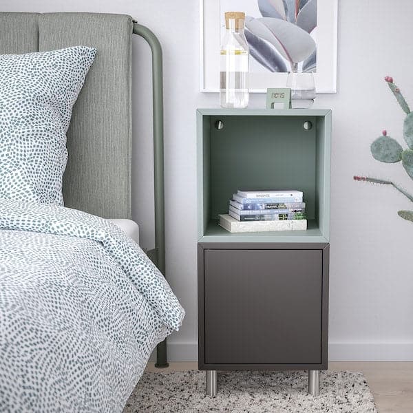Ikea EKET - Cabinet combination with legs, dark grey light grey-blue/metal, 35x35x80 cm