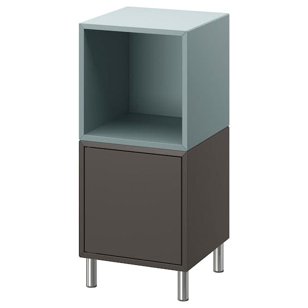 Ikea EKET - Cabinet combination with legs, dark grey light grey-blue/metal, 35x35x80 cm