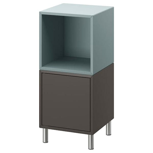 Ikea EKET - Cabinet combination with legs, dark grey light grey-blue/metal, 35x35x80 cm