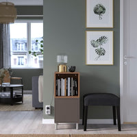 EKET - Cabinet combination with legs, dark grey/walnut effect, 35x35x80 cm - best price from Maltashopper.com 39490333
