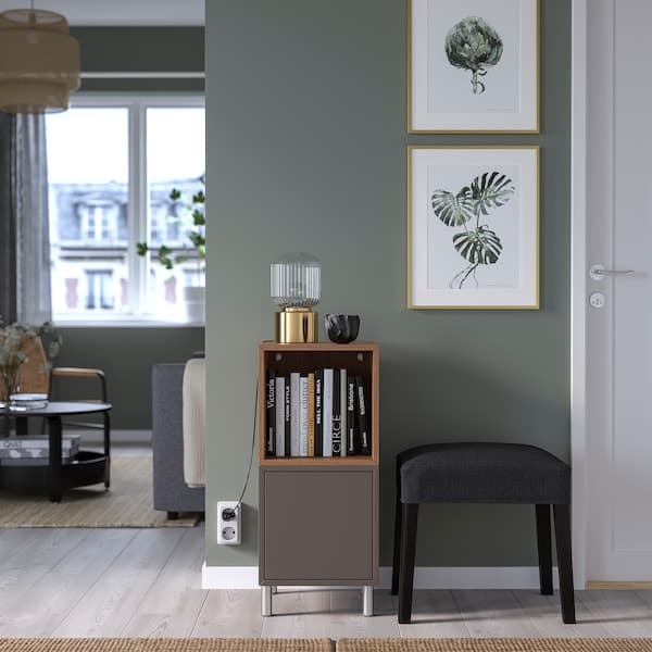 Ikea EKET - Cabinet combination with legs, dark grey/walnut effect, 35x35x80 cm