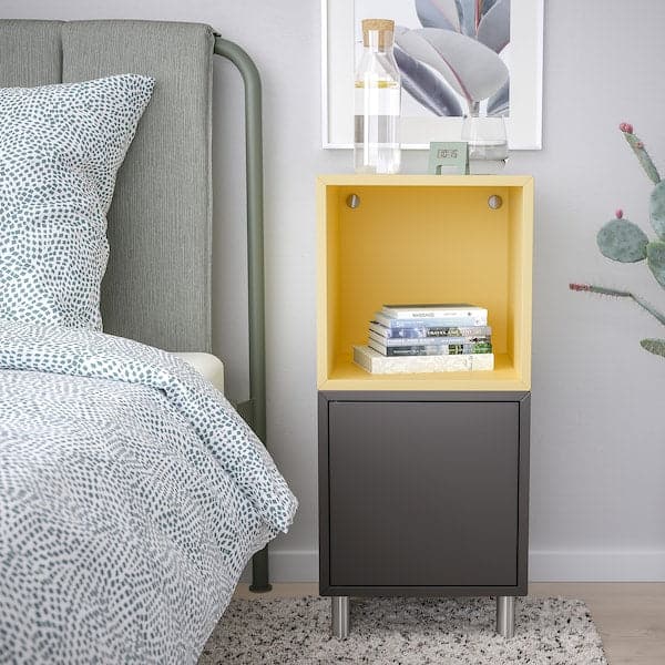 Ikea EKET - Cabinet combination with legs, dark grey pale yellow/metal, 35x35x80 cm