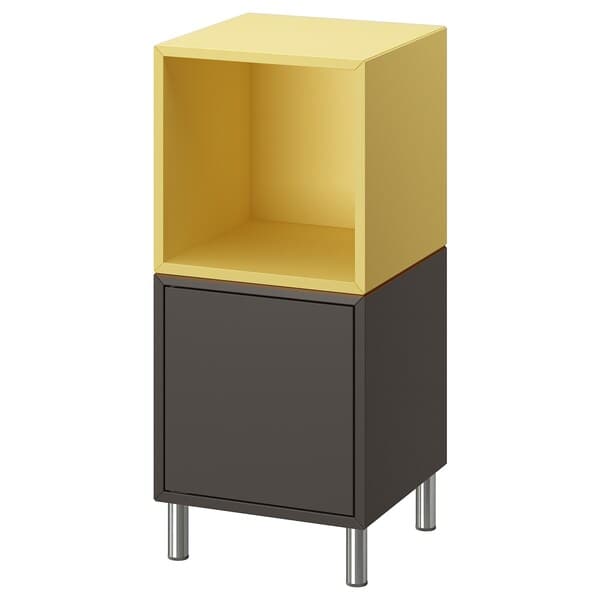 EKET - Cabinet combination with legs, dark grey pale yellow/metal, 35x35x80 cm - best price from Maltashopper.com 99521713