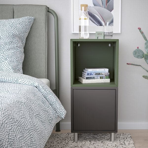 EKET - Cabinet combination with legs, dark grey grey-green/metal, 35x35x80 cm - best price from Maltashopper.com 19521712
