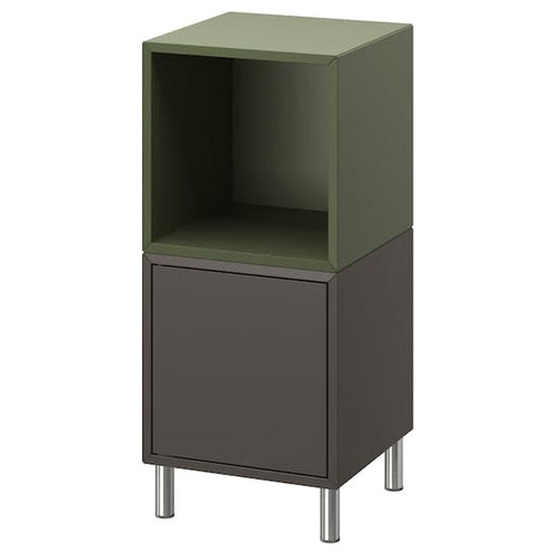 EKET - Cabinet combination with legs, dark grey grey-green/metal, 35x35x80 cm