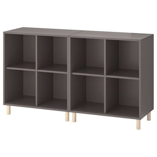 Ikea EKET - Cabinet combination with legs, dark grey/wood, 140x35x80 cm