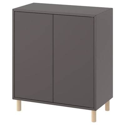 EKET - Cabinet combination with legs, dark grey/wood, 70x35x80 cm - best price from Maltashopper.com 39388000