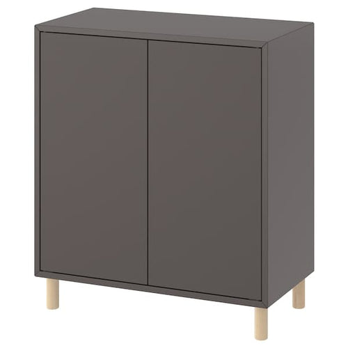 EKET - Cabinet combination with legs, dark grey/wood, 70x35x80 cm