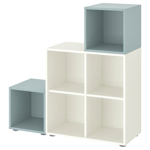 EKET - Cabinet combination with feet, white/light grey-blue, 105x35x107 cm