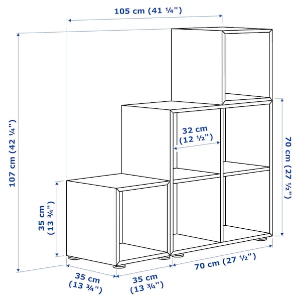 Ikea EKET - Cabinet combination with feet, white/walnut effect, 105x35x107 cm