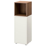 EKET cabinet combination with feet, white/walnut effect, 35x35x107 cm