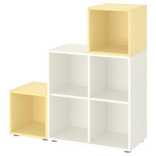 EKET - Cabinet combination with feet, white/pale yellow, 105x35x107 cm
