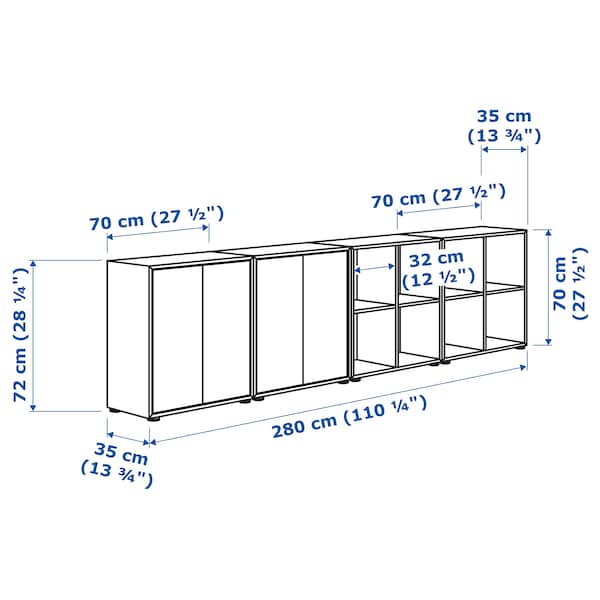 Ikea EKET - Cabinet combination with feet, white, 280x35x72 cm