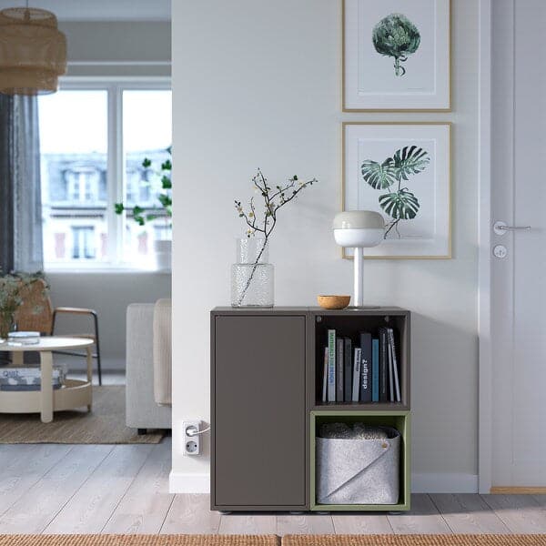 EKET - Cabinet combination with feet, dark grey dark grey/grey-green, 70x35x72 cm - best price from Maltashopper.com 29549386
