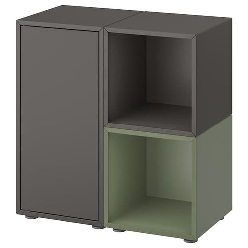EKET - Cabinet combination with feet, dark grey dark grey/grey-green, 70x35x72 cm