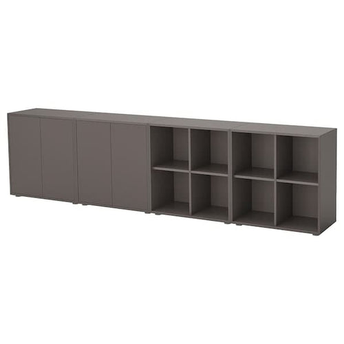 EKET - Cabinet combination with feet, dark grey/dark grey, 280x35x72 cm
