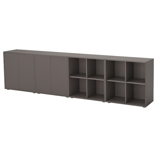 EKET - Cabinet combination with feet, dark grey/dark grey, 280x35x72 cm