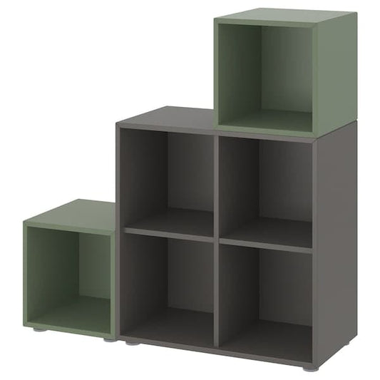 Ikea EKET - Cabinet combination with feet, dark grey/grey-green, 105x35x107 cm