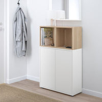 EKET - Cabinet combination with feet, white/white stained oak effect, 70x35x107 cm - best price from Maltashopper.com 79495084