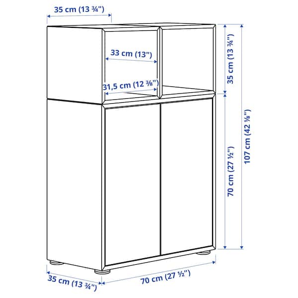 Ikea EKET - Cabinet combination with feet, white/white stained oak effect, 70x35x107 cm