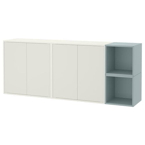 EKET - Wall-mounted cabinet combination, white/light grey-blue, 175x35x70 cm