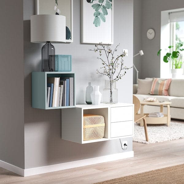 Ikea EKET - Wall-mounted storage combination, white/light grey-blue, 105x35x70 cm