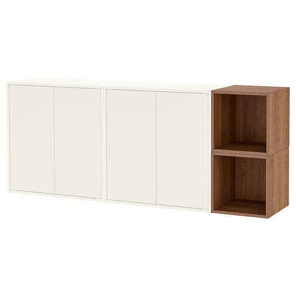 Ikea EKET - Wall-mounted cabinet combination, white/walnut effect, 175x35x70 cm