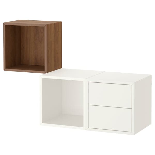 EKET - Wall-mounted storage combination, white/walnut effect, 105x35x70 cm - best price from Maltashopper.com 09490320
