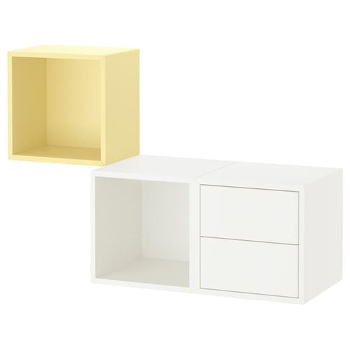 EKET - Wall-mounted storage combination, white/pale yellow, 105x35x70 cm
