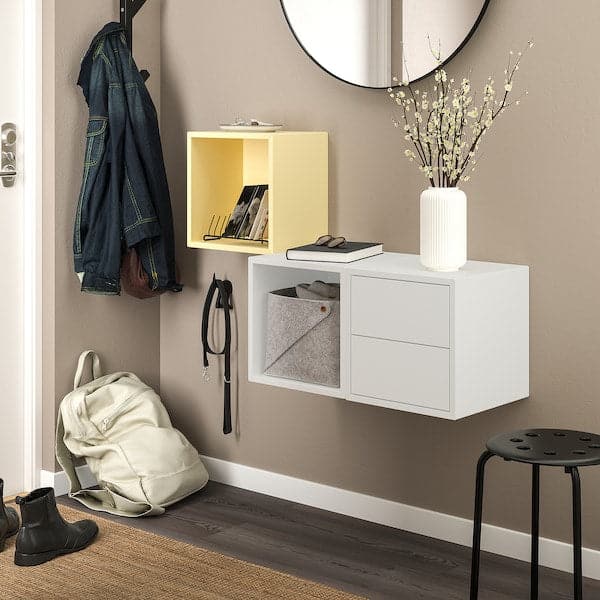 EKET - Wall-mounted storage combination, white/pale yellow, 105x35x70 cm - best price from Maltashopper.com 39521688