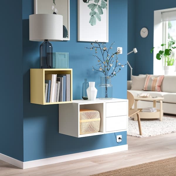 Ikea EKET - Wall-mounted storage combination, white/pale yellow, 105x35x70 cm