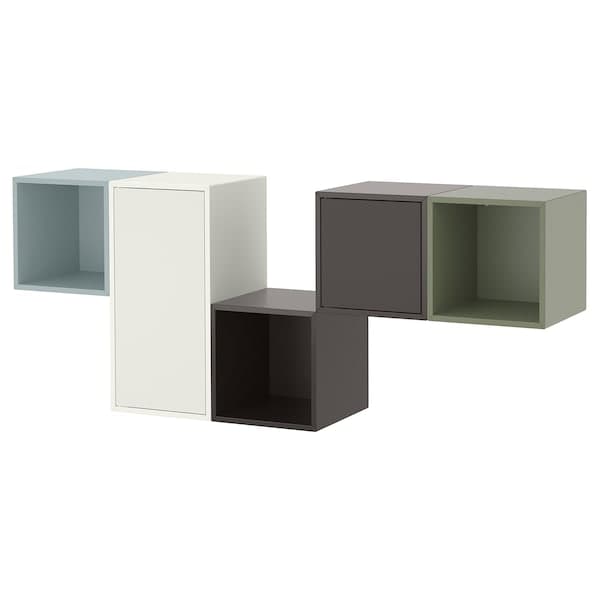 EKET - Wall-mounted cabinet combination, white/multicolour, 175x35x70 cm - best price from Maltashopper.com 29521679