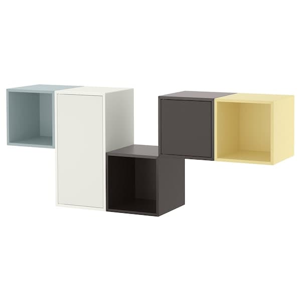 EKET - Wall-mounted cabinet combination, white/multicolour, 175x35x70 cm - best price from Maltashopper.com 09521675