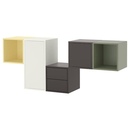 Ikea EKET - Wall-mounted cabinet combination, white/multicolour, 175x35x70 cm