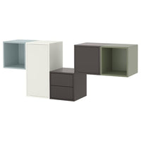 EKET - Wall-mounted cabinet combination, white/multicolour, 175x35x70 cm - best price from Maltashopper.com 99521685