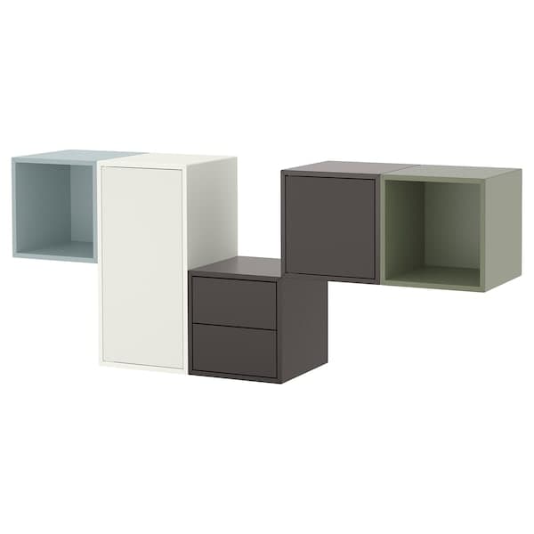 EKET - Wall-mounted cabinet combination, white/multicolour, 175x35x70 cm