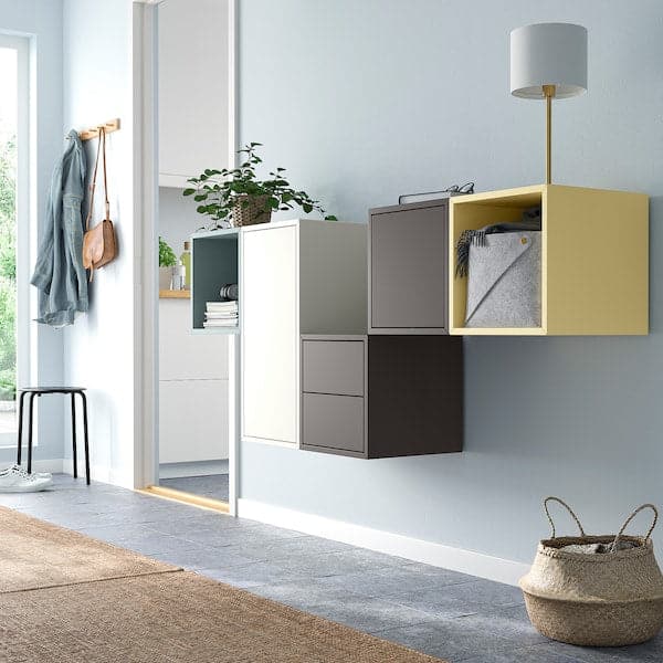 EKET - Wall-mounted cabinet combination, white/multicolour, 175x35x70 cm - best price from Maltashopper.com 69521682