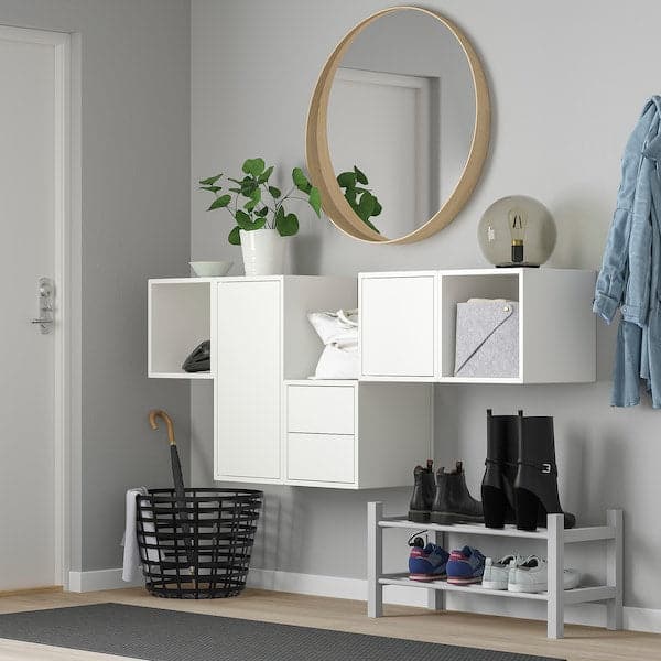 EKET - Wall-mounted cabinet combination, white, 175x35x70 cm - best price from Maltashopper.com 59329397