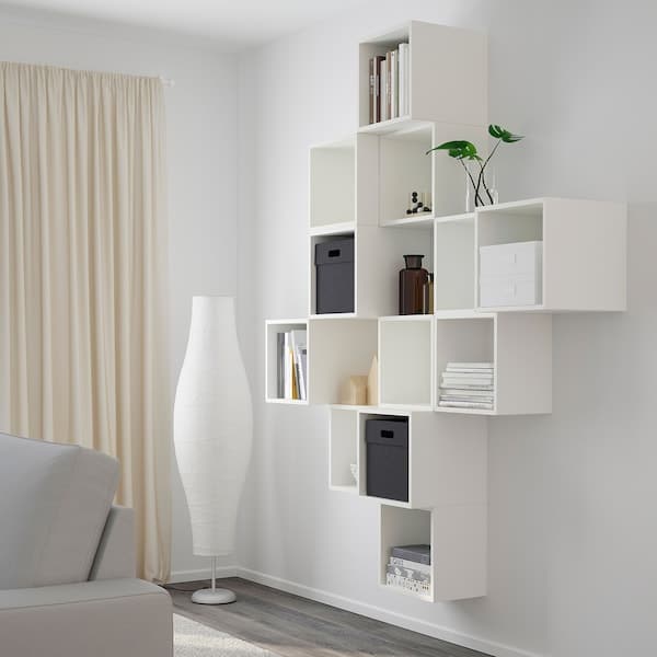 EKET - Wall-mounted cabinet combination, white, 175x35x210 cm - best price from Maltashopper.com 59189033
