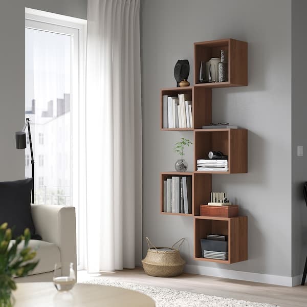 EKET - Wall-mounted storage combination, walnut effect, 70x25x175 cm - best price from Maltashopper.com 49490295