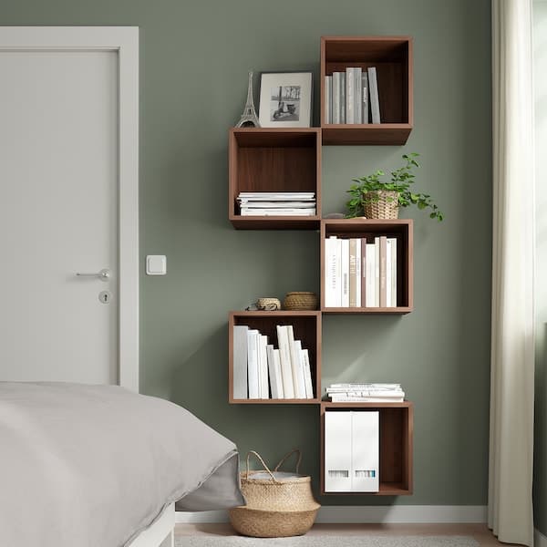 EKET - Wall-mounted storage combination, walnut effect, 70x25x175 cm - best price from Maltashopper.com 49490295