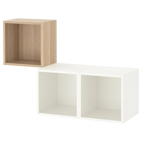 EKET - Wall-mounted cabinet combination, white stained oak effect/white, 105x35x70 cm