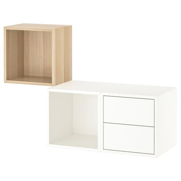 EKET - Wall-mounted storage combination, white stained oak effect/white, 105x35x70 cm