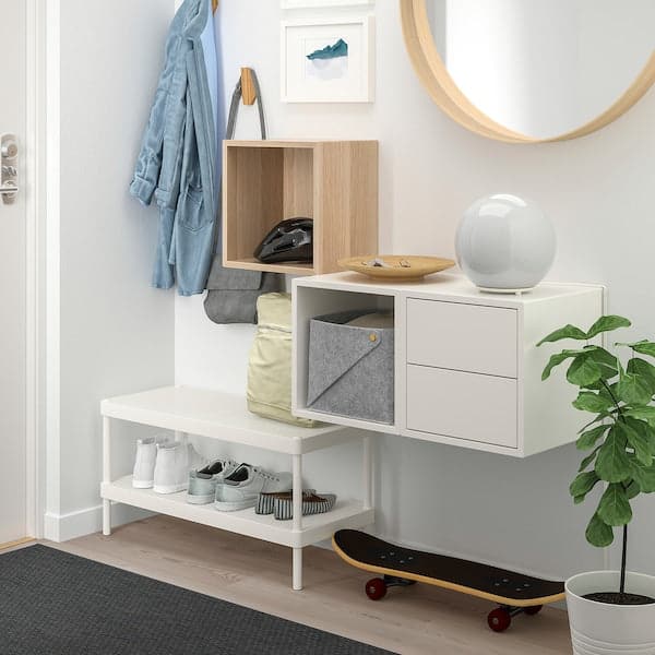 Ikea EKET - Wall-mounted storage combination, white stained oak effect/white, 105x35x70 cm