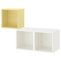 EKET - Wall-mounted cabinet combination, pale yellow/white, 105x35x70 cm - best price from Maltashopper.com 89521370