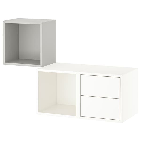 EKET - Wall-mounted storage combination, light grey/white - Premium Living Room Furniture Sets from Ikea - Just €149.99! Shop now at Maltashopper.com
